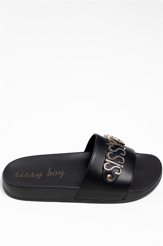 Sissy Boy Ladies Sandals Sissy Boy Hardware Slide Black (7788597248089)