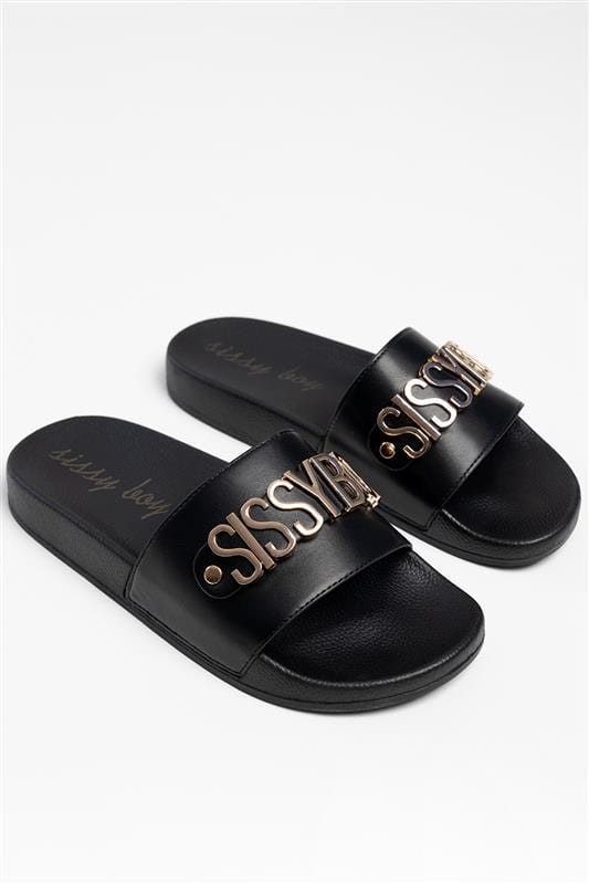 Sissy Boy Ladies Sandals Sissy Boy Hardware Slide Black (7788597248089)