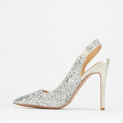 Sissy Boy Ladies Sandals Sissyboy Glitter Sling Back Court Silver (7069044899929)