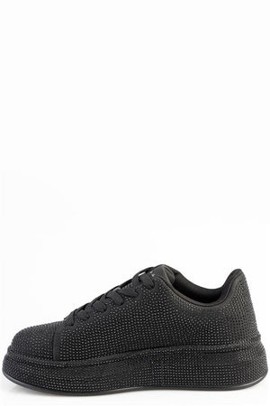 Sissy Boy Ladies Sneakers Sissy Boy Emblazon All Over Diamante Sneaker Black (7809638662233)