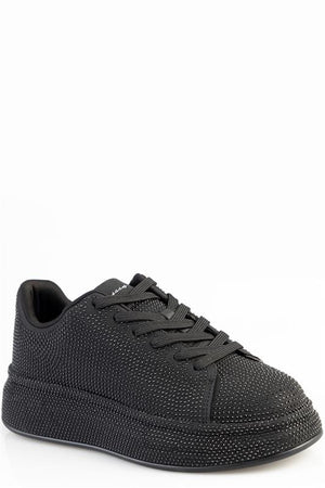 Sissy Boy Ladies Sneakers Sissy Boy Emblazon All Over Diamante Sneaker Black (7809638662233)