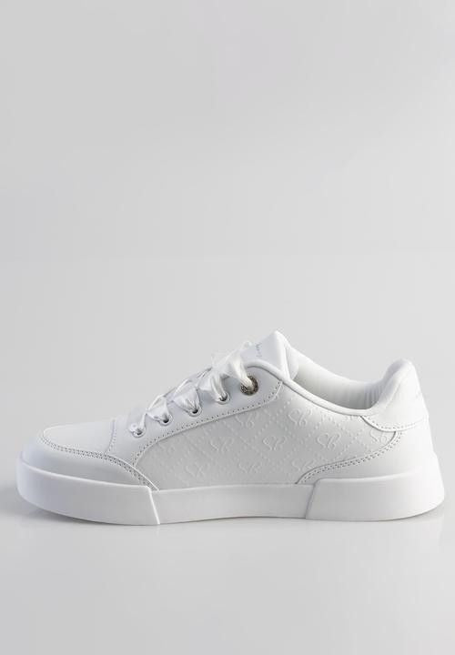 Sissy Boy Ladies Sneakers Sissy Boy Embossed Sneaker With Sb Hardware Plate on Side - White
