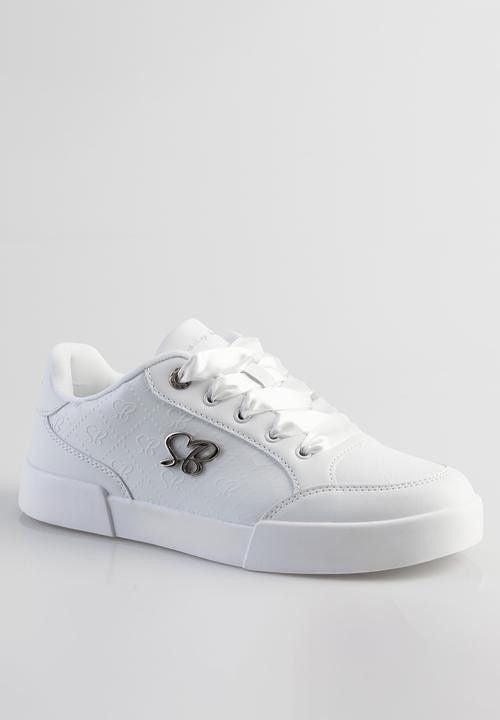 Sissy Boy Ladies Sneakers Sissy Boy Embossed Sneaker With Sb Hardware Plate on Side - White