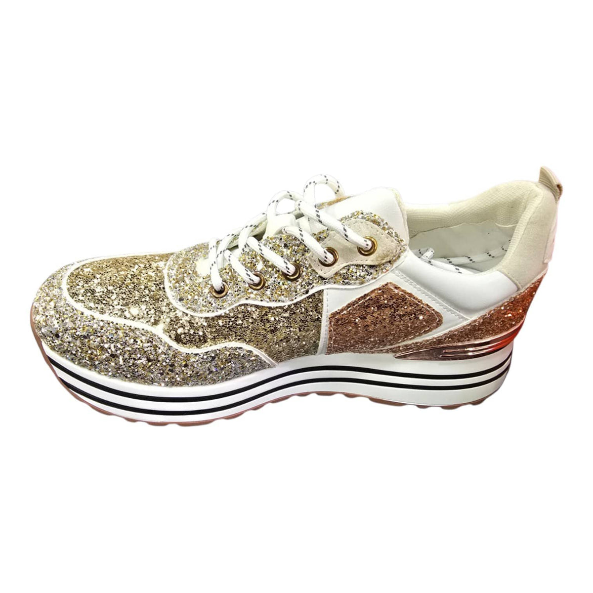 Sissy Boy Sneaker Sissy Boy Women's Gold Glitter Platform Sneakers