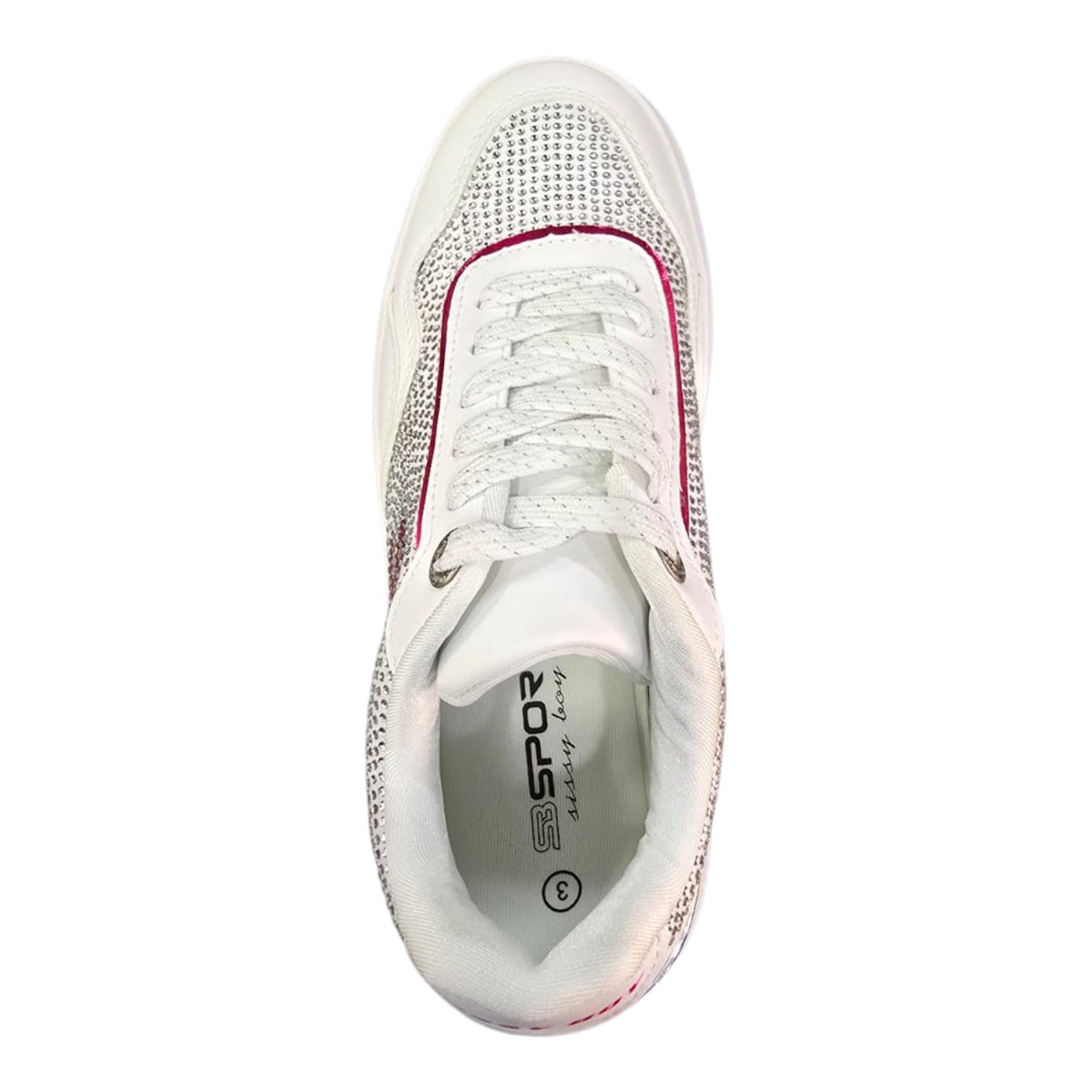 Sissy Boy Sneaker Sissyboy Women's All Over Bling Sneakers – White