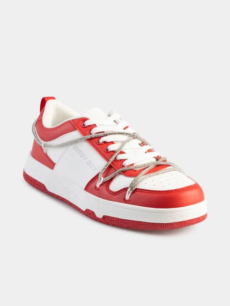 Sissy Boy Sneakers Sissy Boy Red Colour Block Diamante Sneakers (7822503247961)