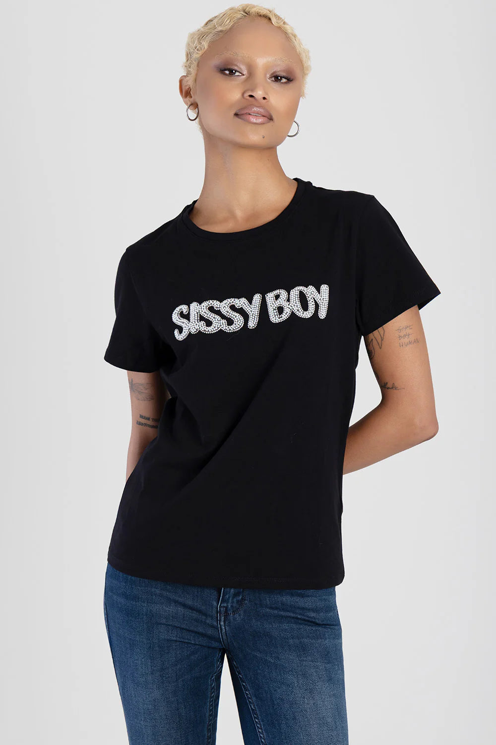 Sissy Boy T Shirt S SISSY BOY So Long Summer Pearl & Bling Regular Fit Top - Black