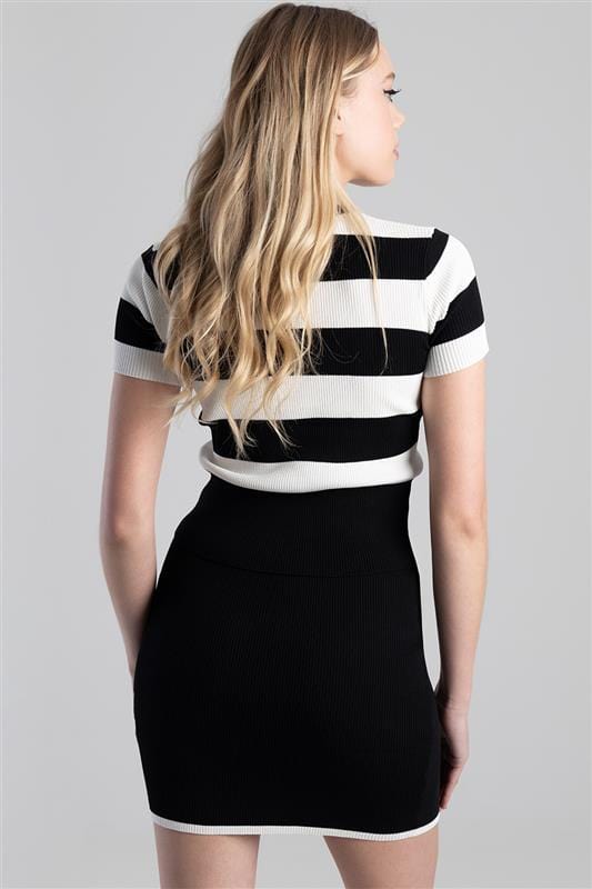 Sissy Boy T Shirt Sissy Boy Blank Space Stripe Knit Logo Top Black/White