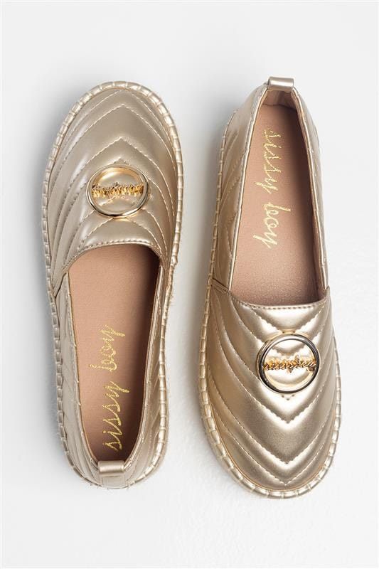 Sissyboy Ladies Shoes Size 3 Sissyboy Ladies Quilted Espadrille Gold Shoes