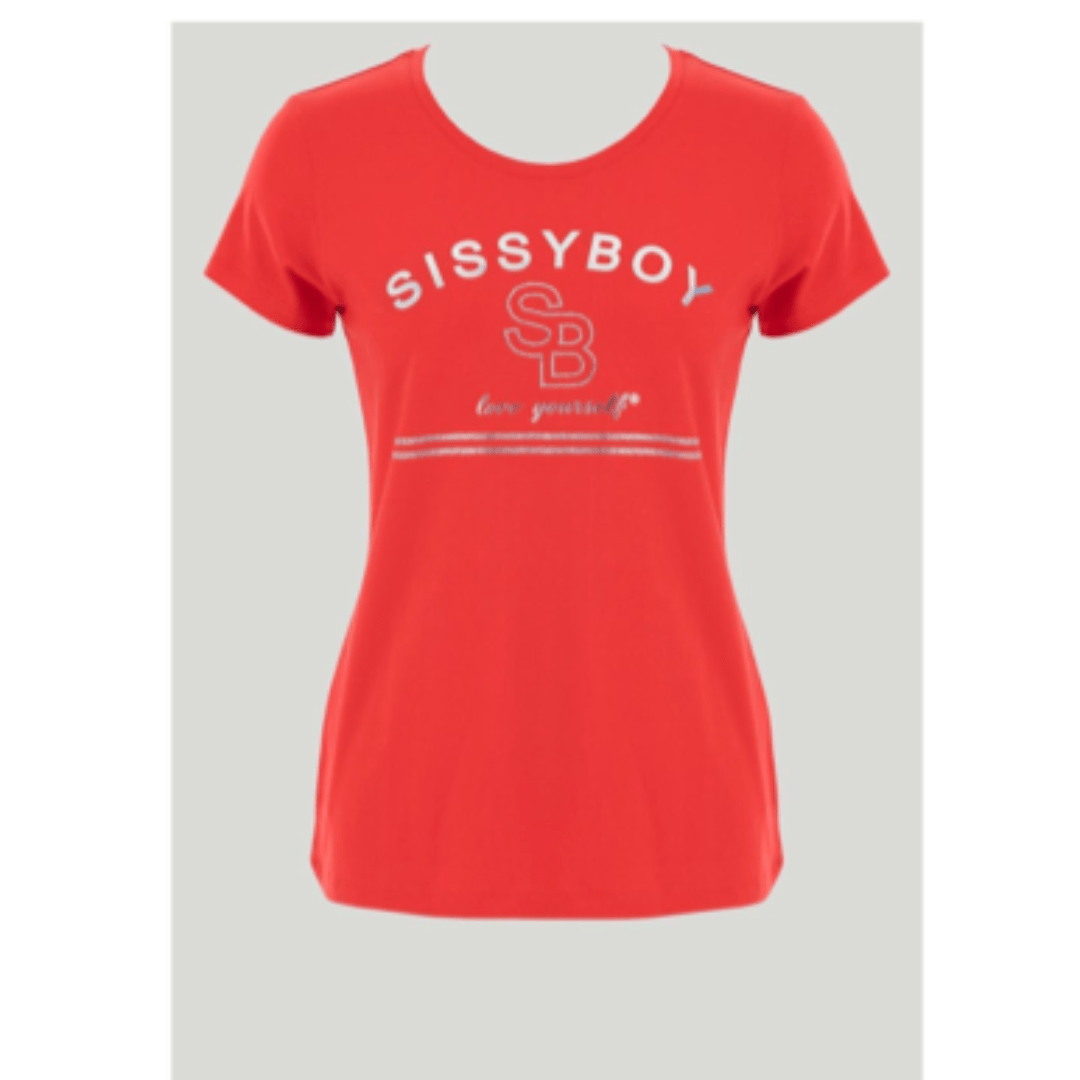 Sissyboy Ladies T shirts Size Large Sissyboy Bling Top red