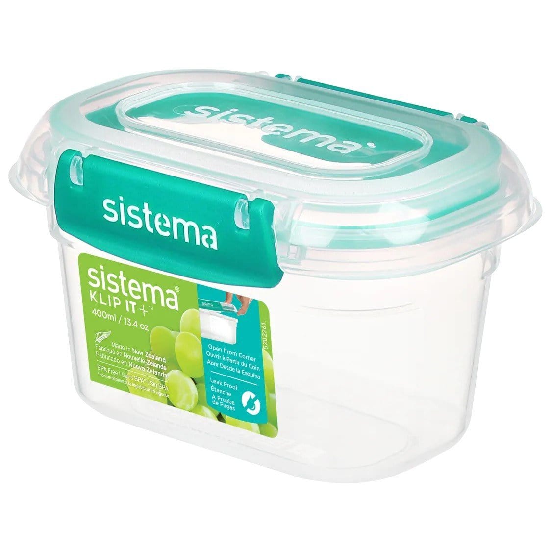 Sistema Sistema Rectangle Klip It Plus Food Storage 400ml Minty Teal 891540-8T (7445416247385)