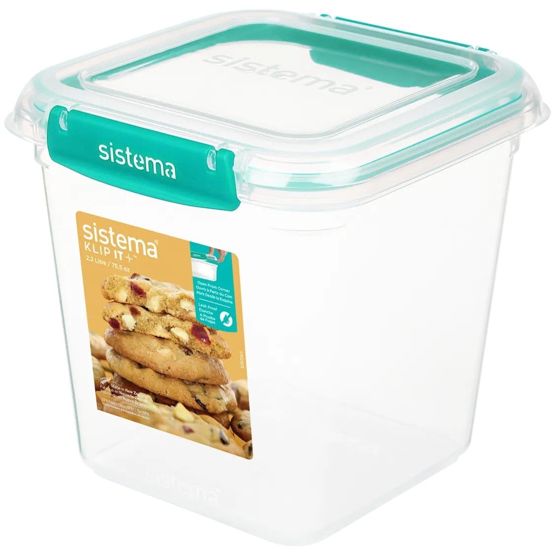 Sistema Sistema Square Klip It Plus Food Storage 2.2L Minty Teal 891334-8T (7445411594329)