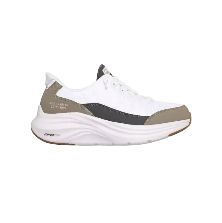 Skechers Slip-ins: Contour Foam - Cozy Fit-White/Taupe 232619