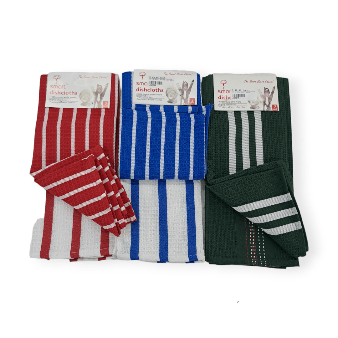 SMART Dish Coloth Smart Waffle Stripe  Dish Cloth 45x70 2 Pack (7294811111513)