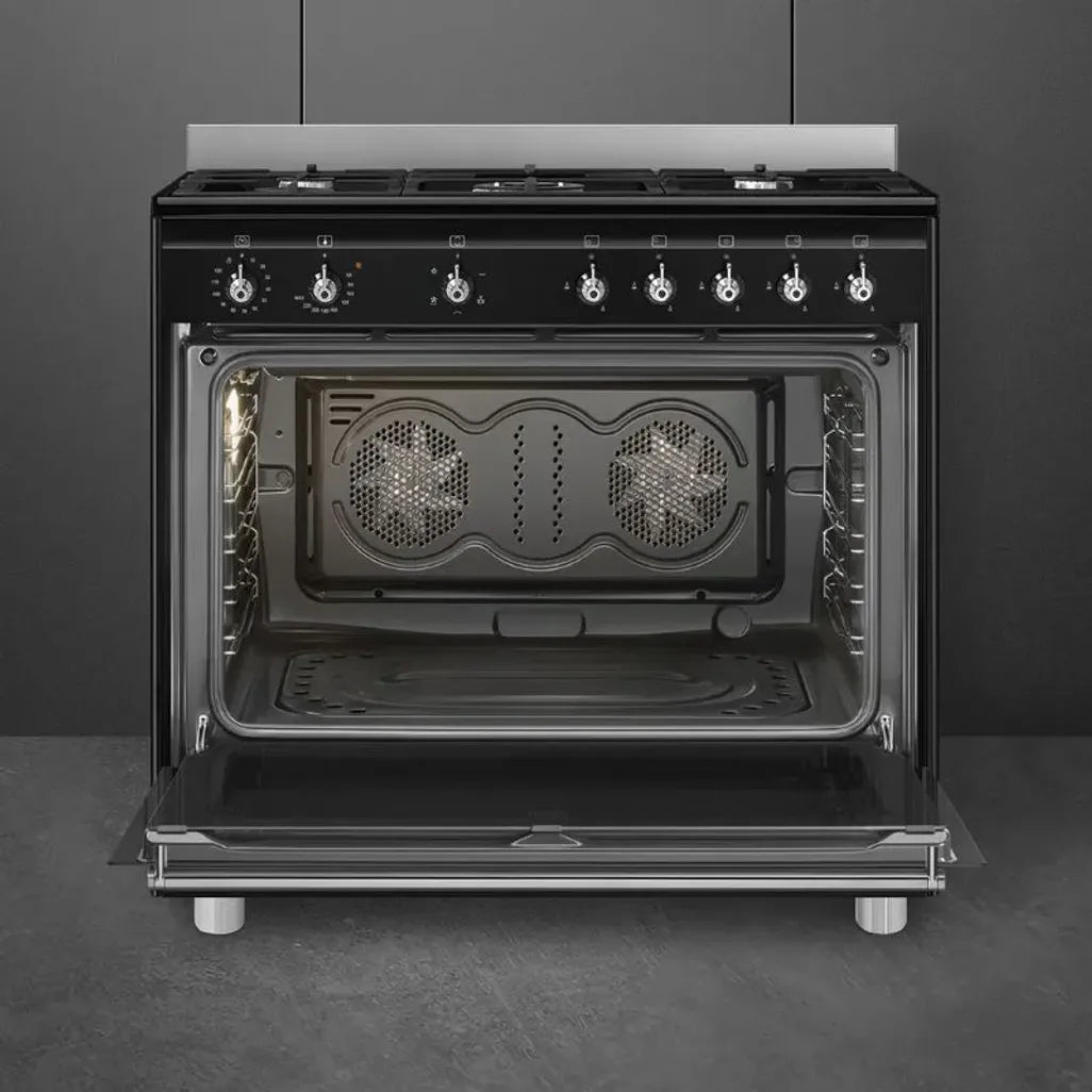 Smeg 90cm Black Classica Gas Cooker SSA91GGBL2