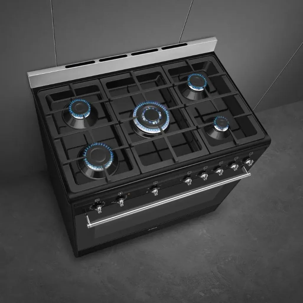 Smeg 90cm Black Classica Gas Cooker SSA91GGBL2
