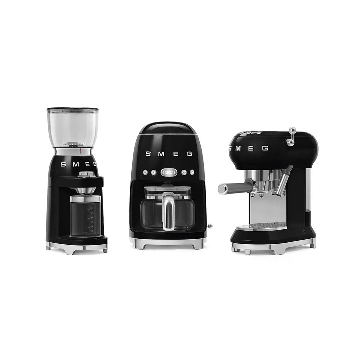 smeg COFFEE MACHINE Smeg 150W Retro Coffee Grinder Black CGF01BL (7185346986073)