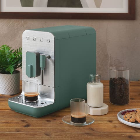smeg COFFEE MACHINE Smeg Bean-to-Cup Automatic Espresso Coffee Machine with Steam Wand Matt Emerald Green BCC12EGMEU