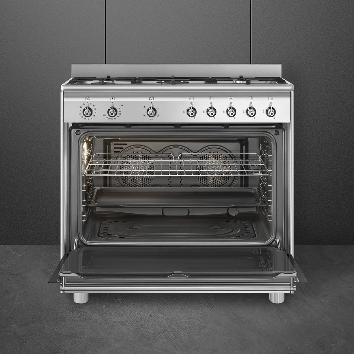 Smeg GAS/ELECTRIC STOVE Smeg 90cm Gas Stove SSA91GGX2 (7825645404249)