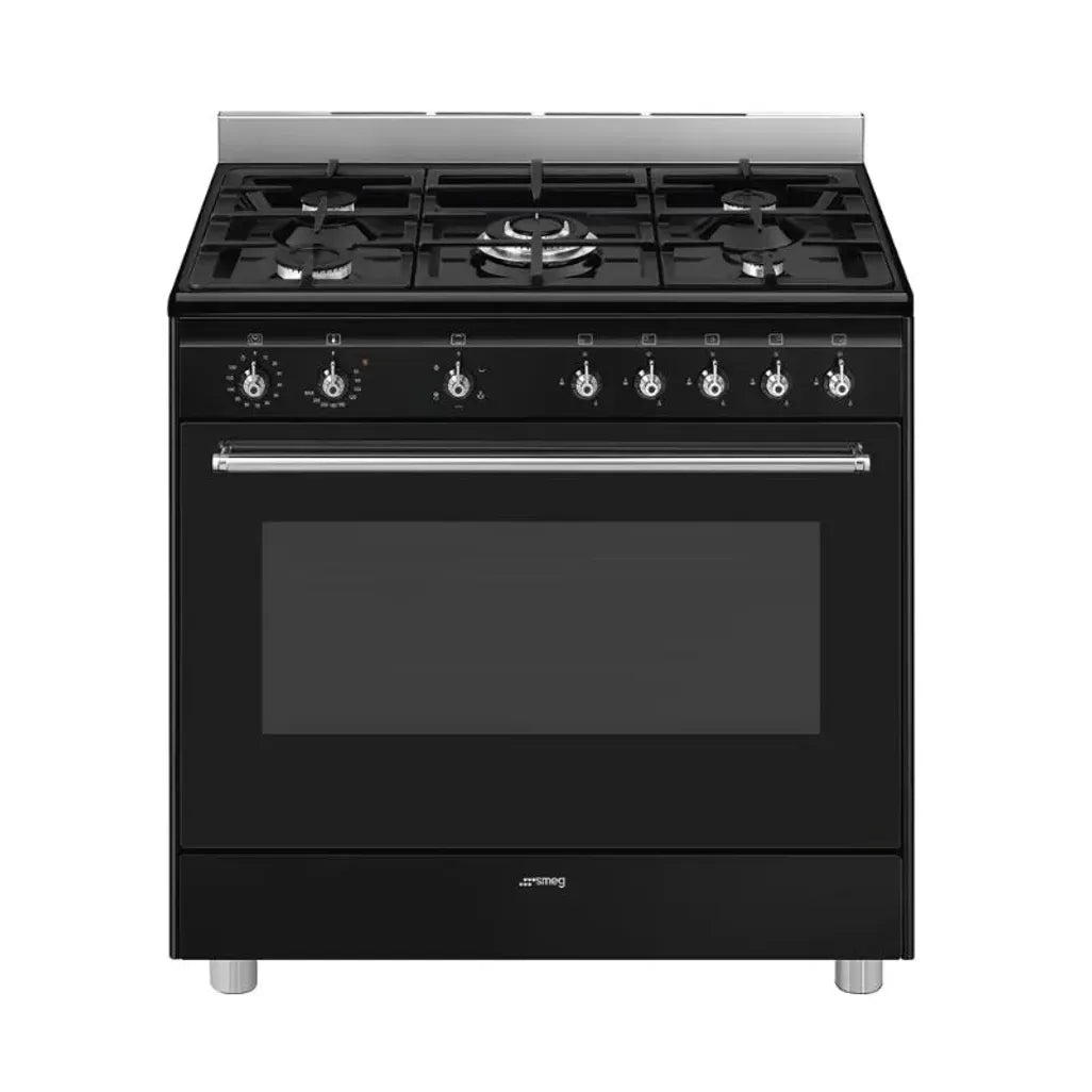 smeg Gas Hob Smeg 90cm Black Classica Gas Cooker SSA91GGBL2
