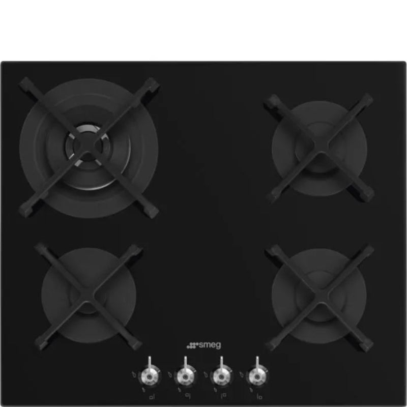 Smeg Hobs Smeg 60cm Black Glass Gas Hob Classica Aesthetic - PV364NSA2