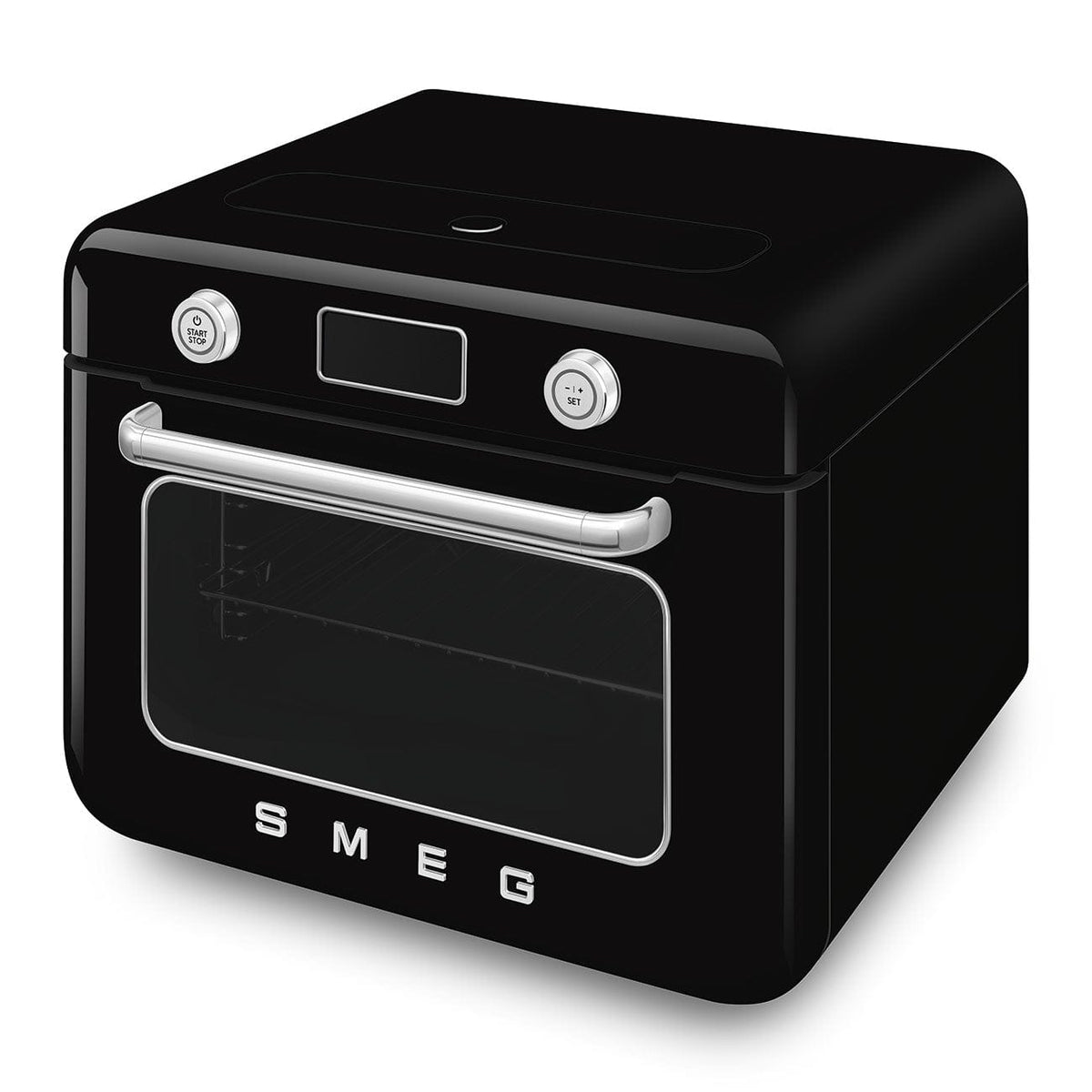 smeg Steam Oven Smeg Countertop Combi Steam Oven 50's Style Aesthetic Black Glossy COF01BLEU