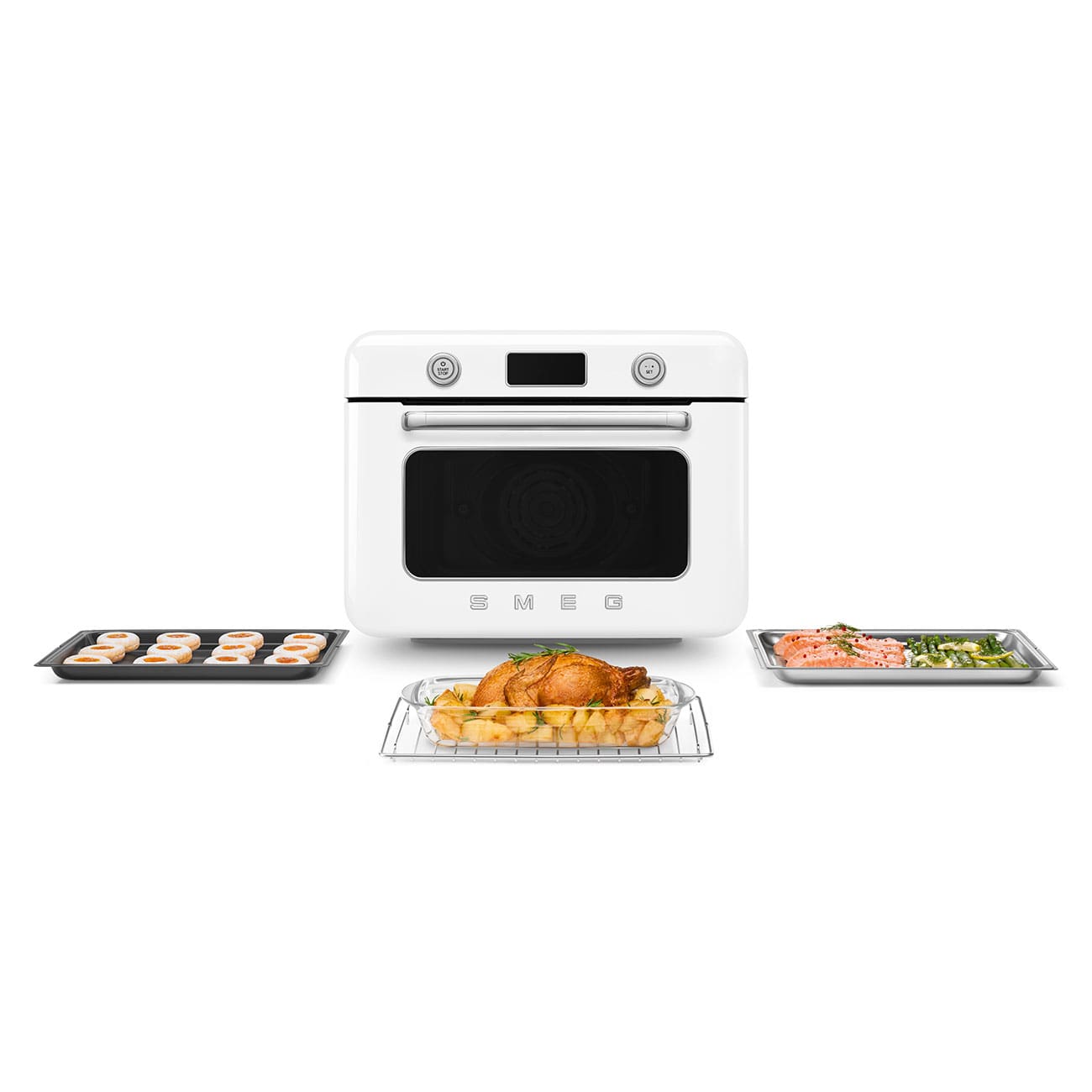 smeg Steam Oven Smeg Countertop Combi Steam Oven 50's Style Aesthetic White Glossy COF01WHEU