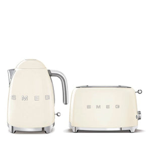smeg TOASTER & KETTLE Smeg 50's Retro Style Kettle and 2 Slice Toaster Set Cream (7345708793945)