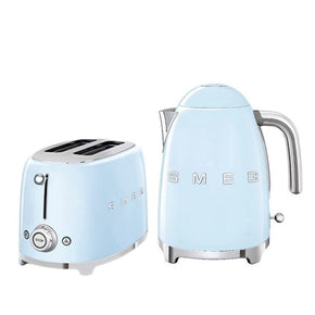 smeg TOASTER & KETTLE Smeg 50's Retro Style Kettle and 2 Slice Toaster Set Pastel Blue (7346594578521)