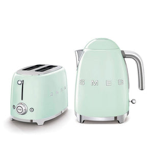 smeg TOASTER & KETTLE Smeg 50's Retro Style Kettle and 2 Slice Toaster Set Pastel Green (7346595004505)