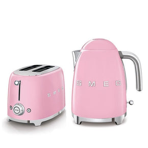 smeg TOASTER & KETTLE Smeg 50's Retro Style Kettle and 2 Slice Toaster Set Pink (7346593693785)
