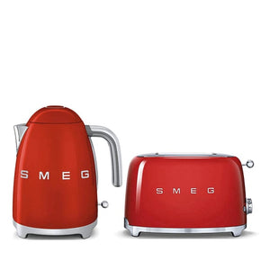 smeg TOASTER & KETTLE Smeg 50's Retro Style Kettle and 2 Slice Toaster Set Red (7345705517145)