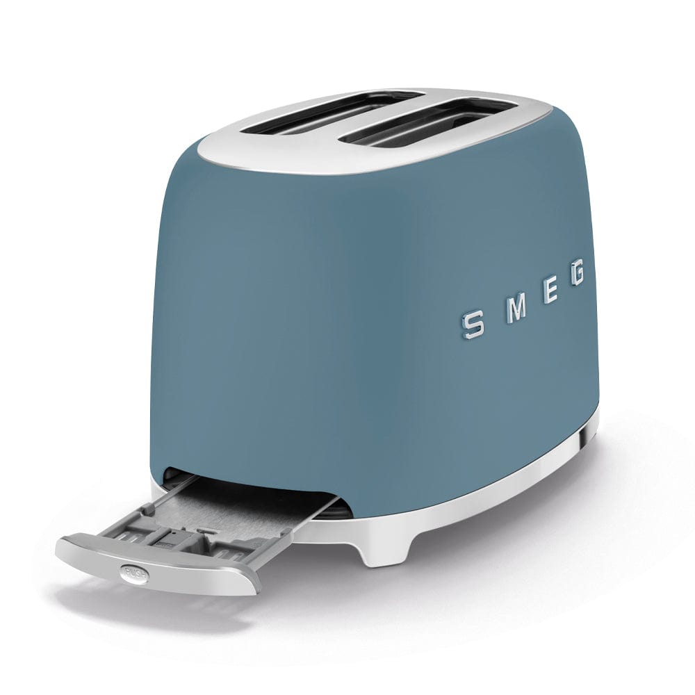 smeg TOASTER Smeg Retro 50's Style 950W 2 Slice Toaster Matt Storm Blue TSF01SBMEU (7879471562841)