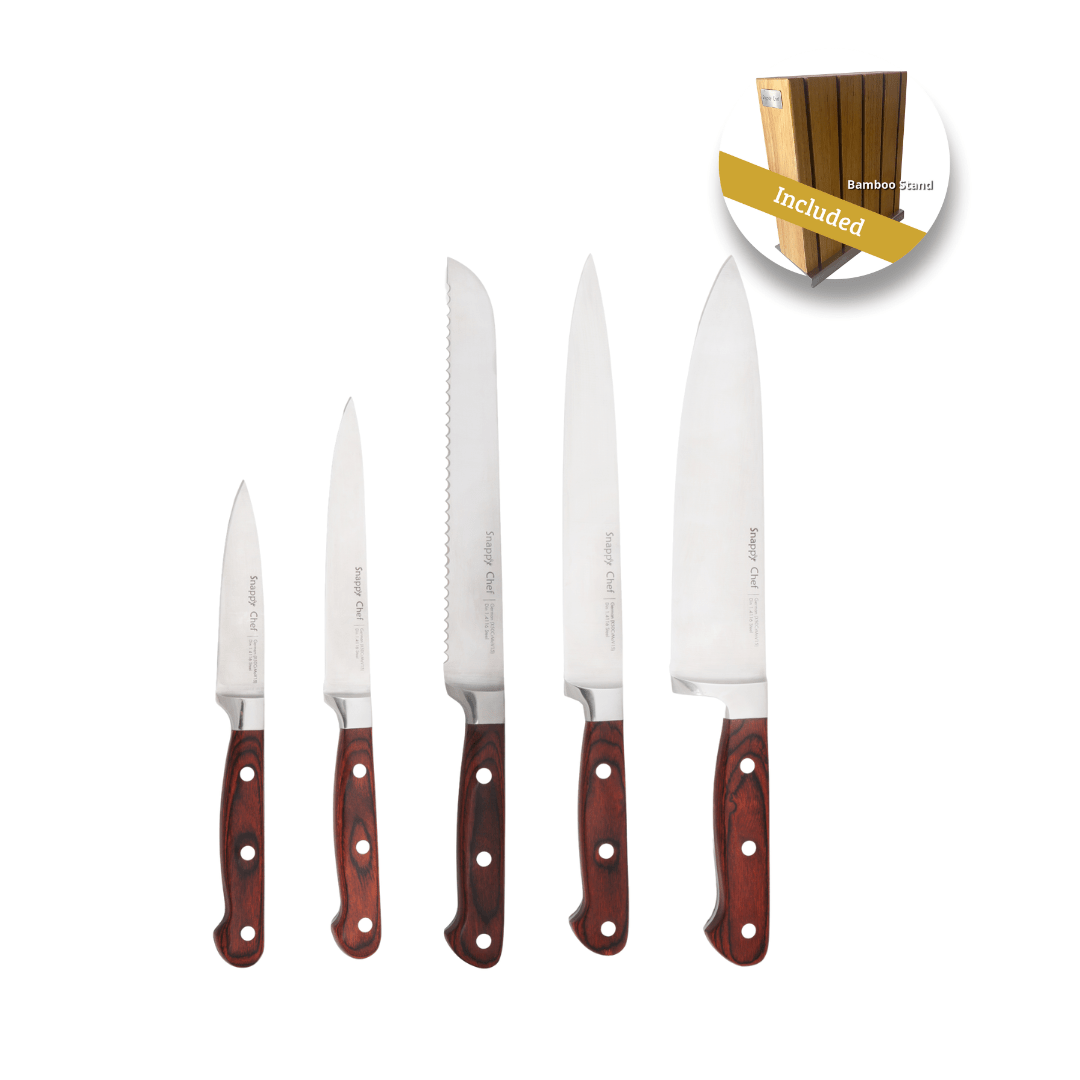 SNAPPY CHEF Knife Snappy Chef 5 Piece Professional Knife Set with block SCKS005 (6933871165529)