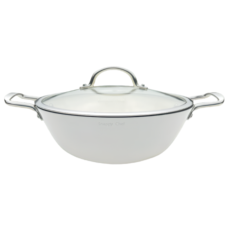 SNAPPY CHEF POTS Snappy Chef 30cm Superlight Round Casserole, White CIRC031