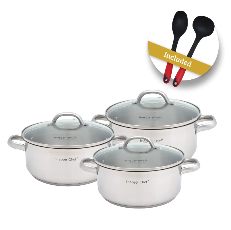SNAPPY CHEF POTS Snappy Chef 6 Piece Budget Cookware Set SSCS005