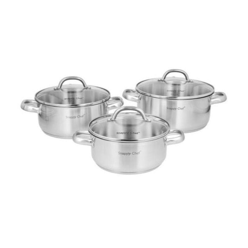 SNAPPY CHEF POTS Snappy Chef 6 Piece Pot Platinum Cookware Set