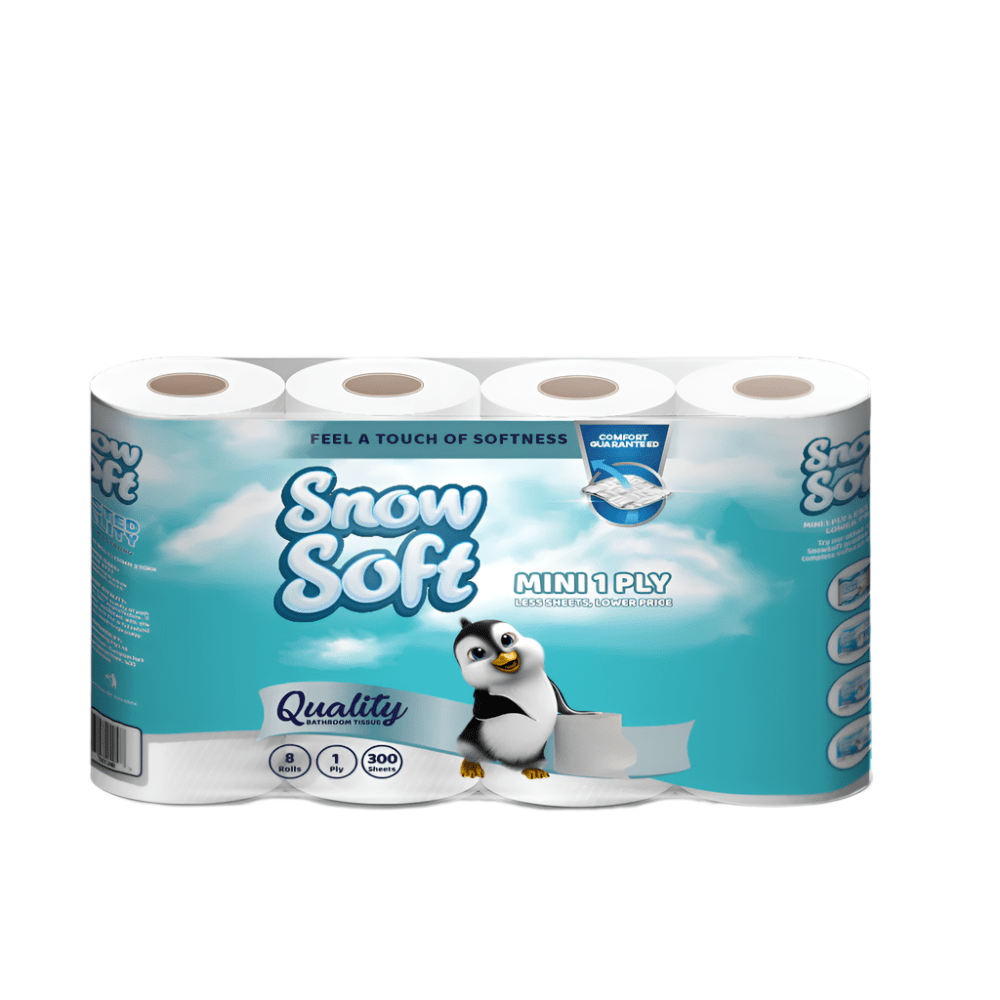Snow Soft Toilet Paper Snow Soft 1 Ply Mini Toilet Paper 300 Sheets 8 Pack 1-017 (7809649016921)