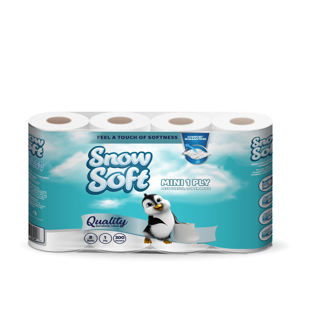 Snow Soft Toilet Paper Snow Soft 1 Ply Mini Toilet Paper 300 Sheets 8 Pack 1-017 (7809649016921)