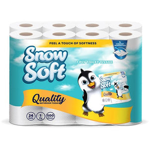 Snow Soft Toilet Paper Snow Soft 1 Ply Toilet Paper 500 Sheets 24 Pack 2-001 (7809659306073)