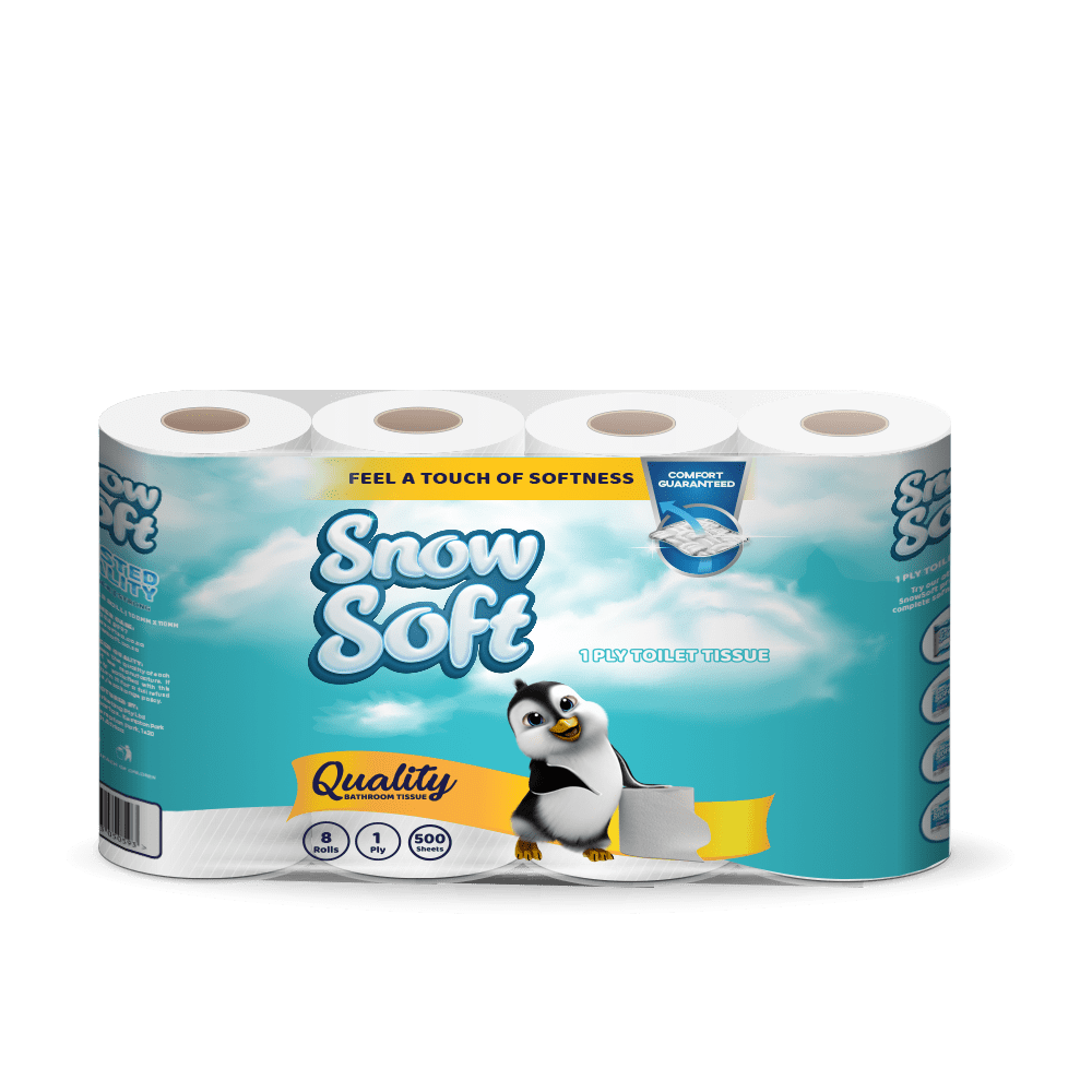 Snow Soft Toilet Paper Snow Soft 1 Ply Toilet Paper 500 Sheets 8 Pack 2-016 (7809642627161)