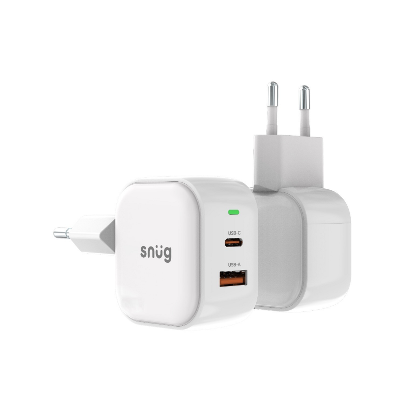 Snug USB TypeC 35W PD Square Wall Charger White.