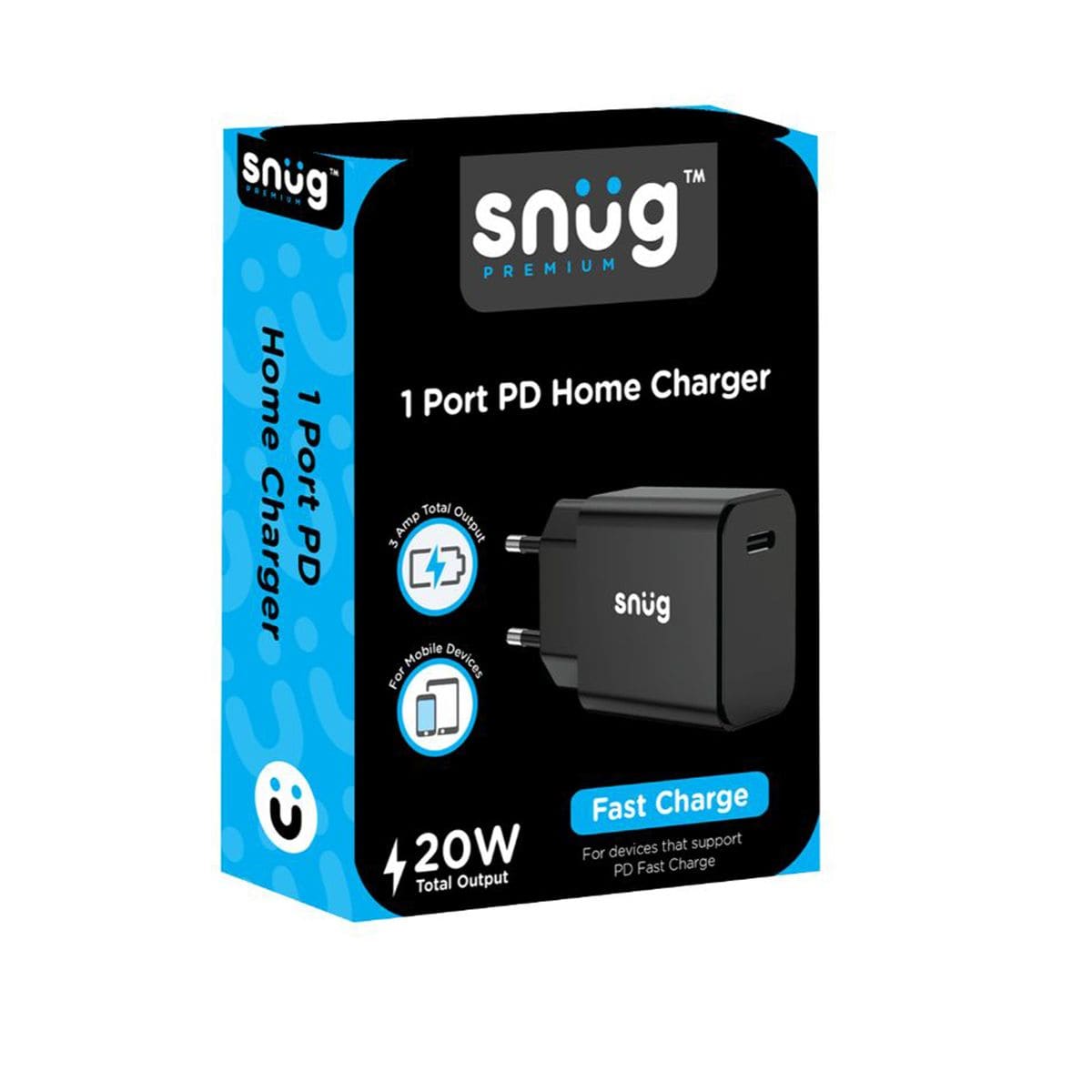 snug Power Adapters & Chargers Snug 1 Port 20W PD Wall Charger - Black