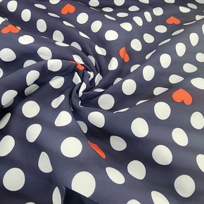 SOFT SHELL Dress Fabrics Printed Softshell Fabric 150cm Navy Hearts (7514475757657)