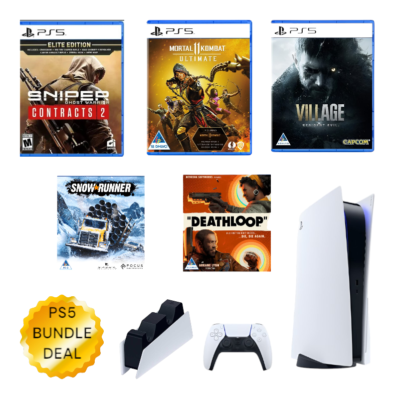 PS5 Mega Game Bundle -  PS5 Console (Disc addition) + 5 Popular Titles (2025 Deal)