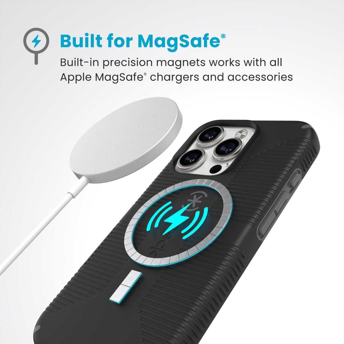Speck Electronics Accessories Speck Candyshell Grip MagSafe Case – Apple iPhone 16 Pro – Black & Slate Grey (7805564944473)