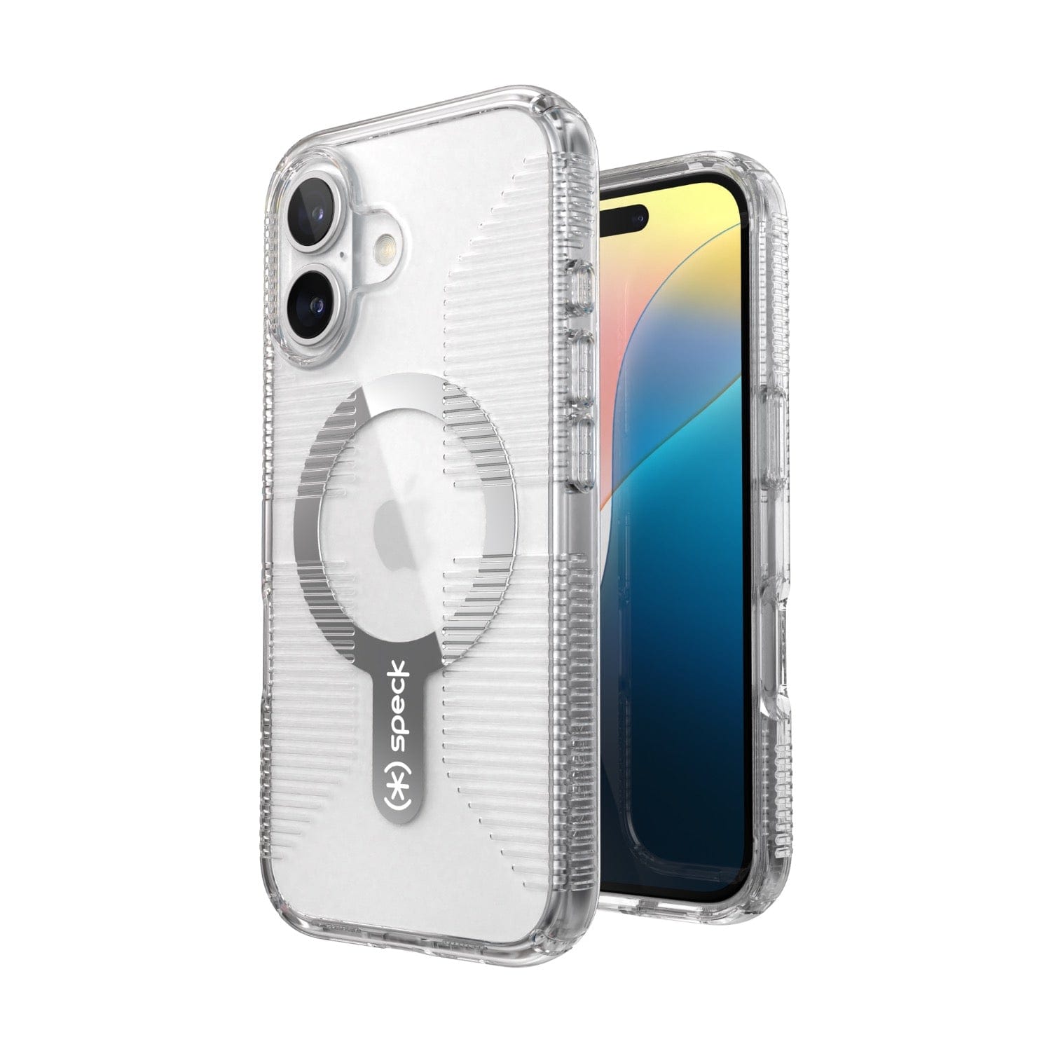 Speck Electronics Accessories Speck Gemshell Grip MagSafe Case – Apple iPhone 16 – Clear & Chrome (7805564813401)