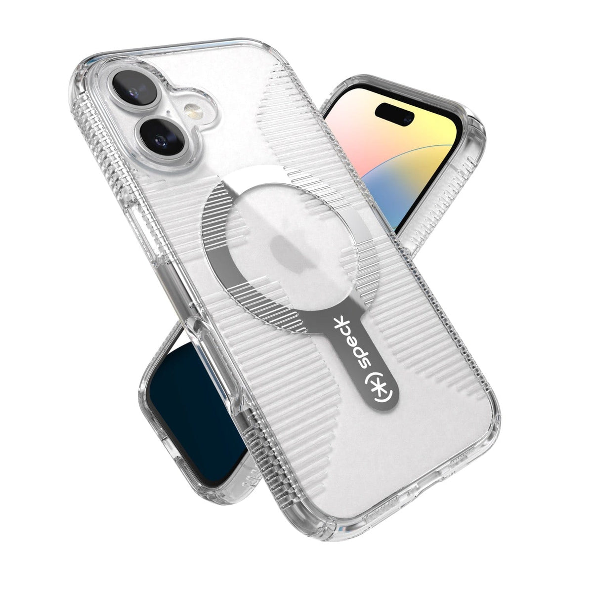 Speck Electronics Accessories Speck Gemshell Grip MagSafe Case – Apple iPhone 16 – Clear & Chrome (7805564813401)