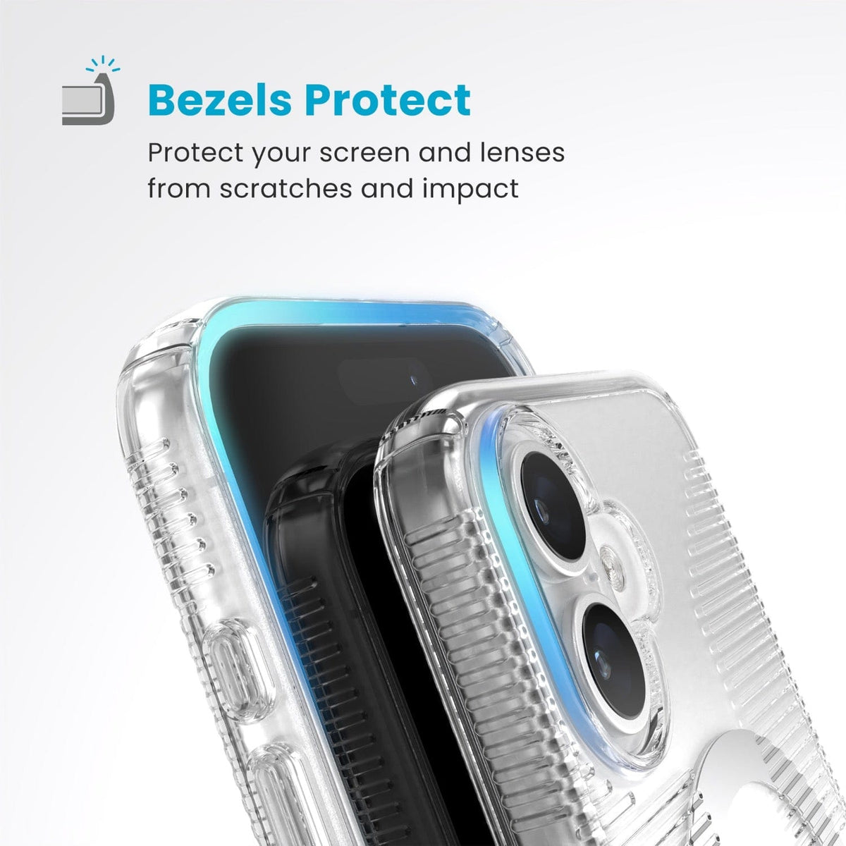 Speck Electronics Accessories Speck Gemshell Grip MagSafe Case – Apple iPhone 16 – Clear & Chrome (7805564813401)