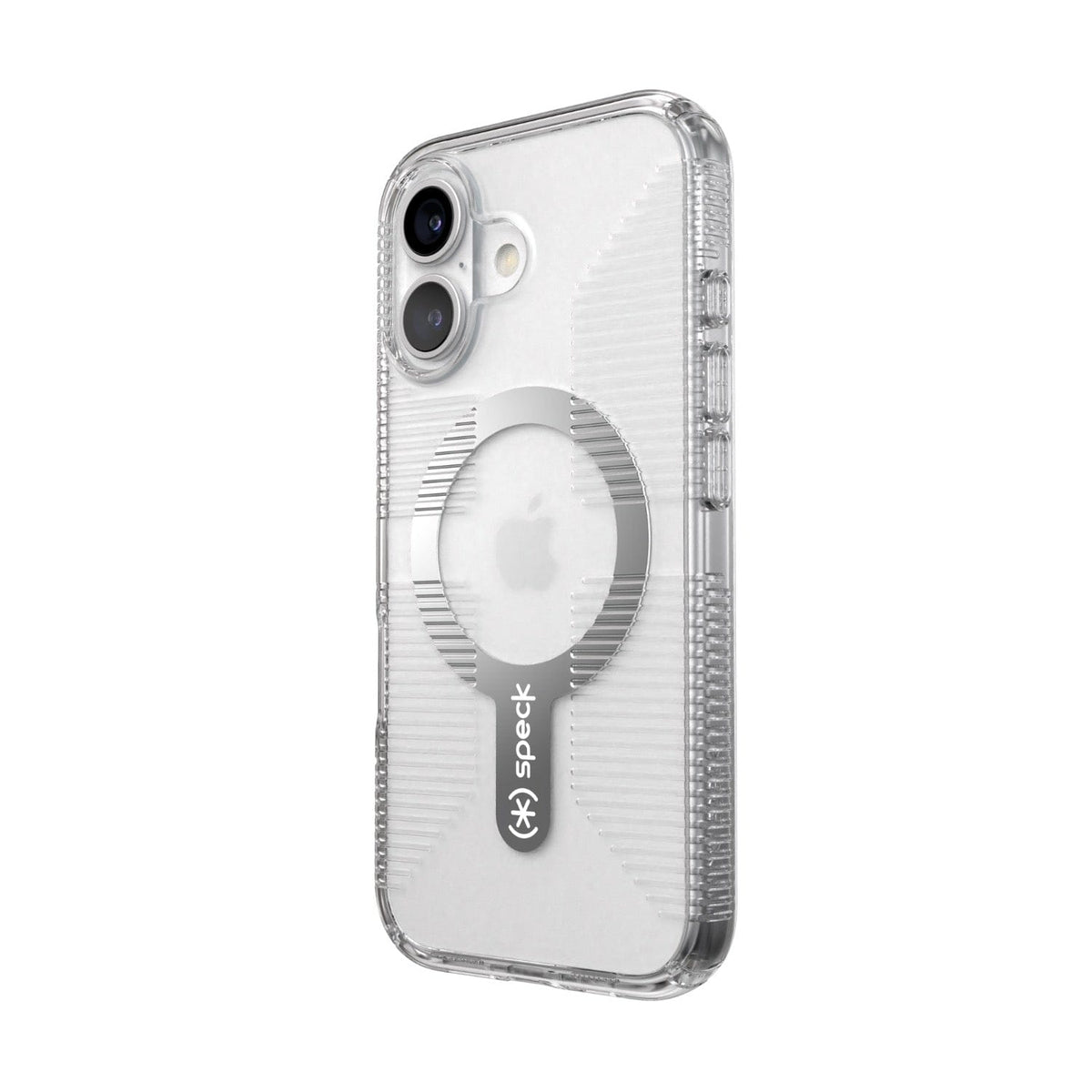 Speck Electronics Accessories Speck Gemshell Grip MagSafe Case – Apple iPhone 16 – Clear & Chrome